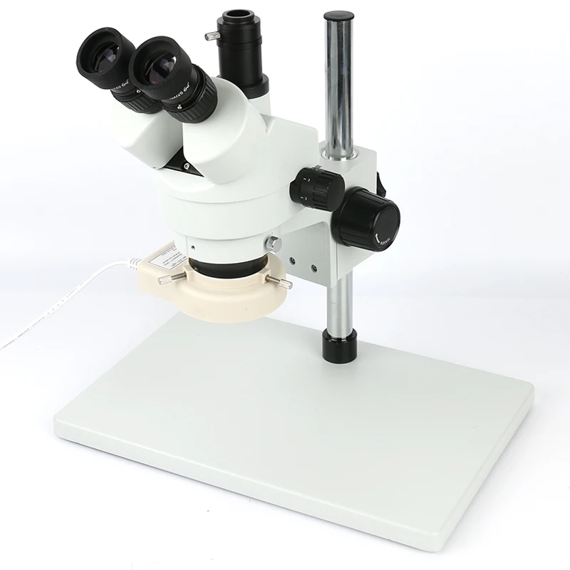 

Industrial Stereo Trinocular Microscope 7X - 45X Continuous Zoom Magnification 56 LED Ring Light For PCB Soldering Phone Repair