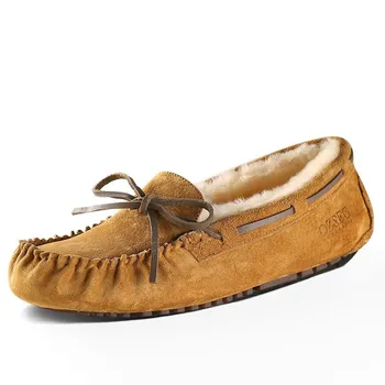 

Women Genuime Leather Flats Soft Warm Winter Shoes Real Fur Casual Loafers Ladies Moccasins High Quality Flat Shoes for Women