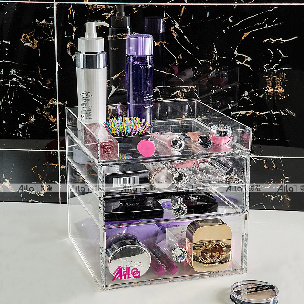 

Aila Makeup Organizer Storage Box Acrylic Make Up Organizer Cosmetic Organizer Makeup Storage Drawers Organizer