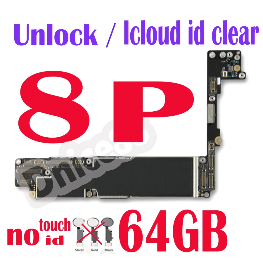 

For iphone 8Plus 8P Original IOS system Logic board,without touch id, 64GB unlocked mainboard for iphone 8 Plus motherboard