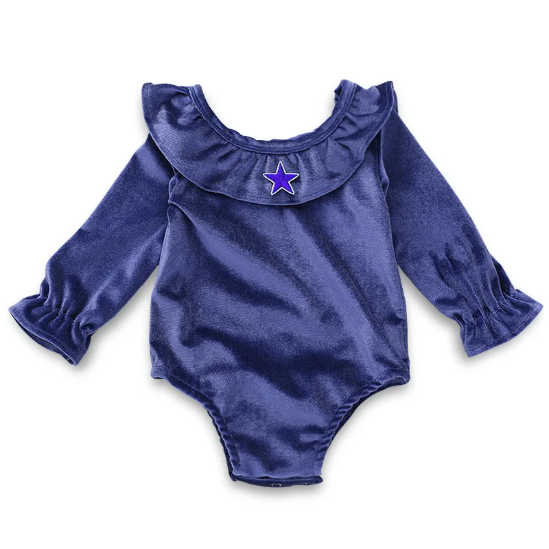 Ruffle Collar Baby Girl Bodysuit Newborn Infant Velvet Onesie Outfits