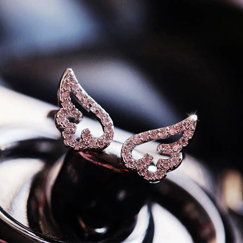 Adjustable Angel Wings Ring Micro Pave Zircon Gold-Color Rings For Women Fashion rings Jewelry bague femme Female Gifts #238251