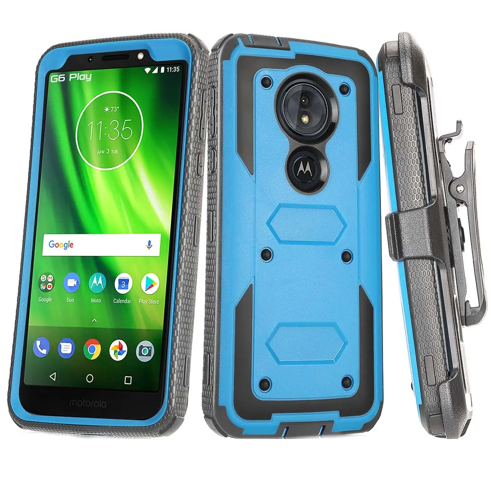 Сверхпрочный гибридный защитный чехол-кобура с зажимом для ремня Motorola Moto G6 Play