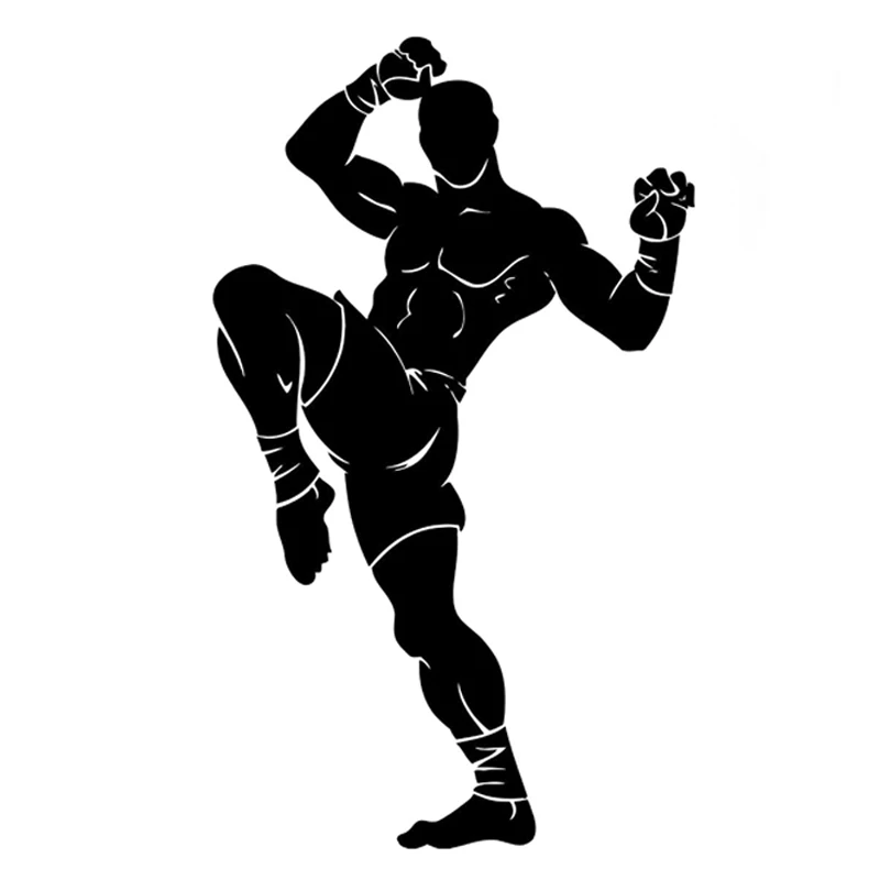 

10.9*18.3CM Interesting Fitness Sports Kickboxing Decor Silhouette Decoration Decal Vinyl Car Sticker Black Sliver