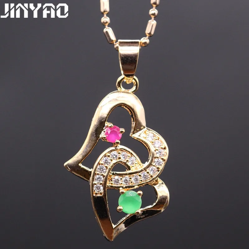 JINYAO Женская мода натуральный драгоценный камень красный зеленый AAA циркон