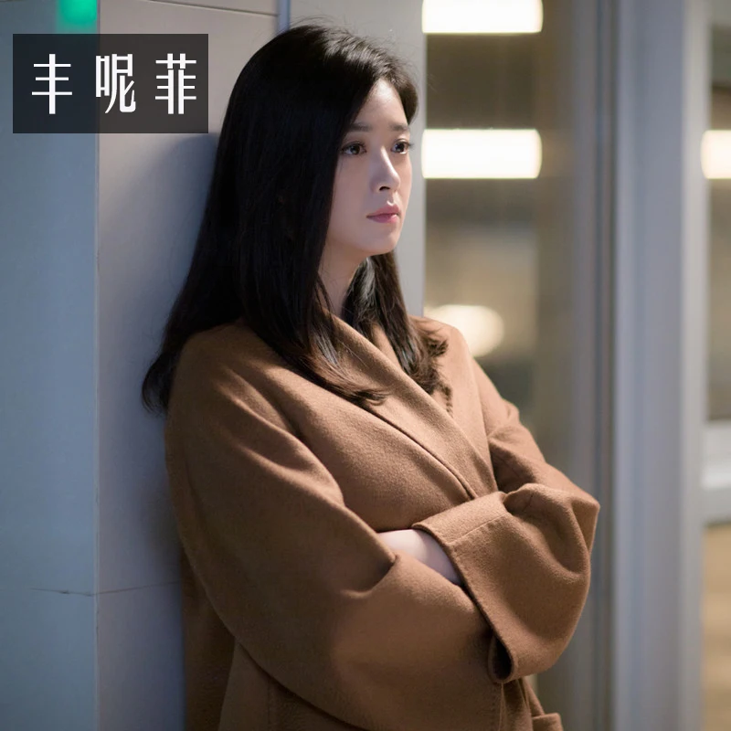 

100% Wool Double-sided Cashmere Overcoat For Winter 2018 Alpaca Wool Jacket Long Belt Slim Regular Office Lady Solid Wool Coat