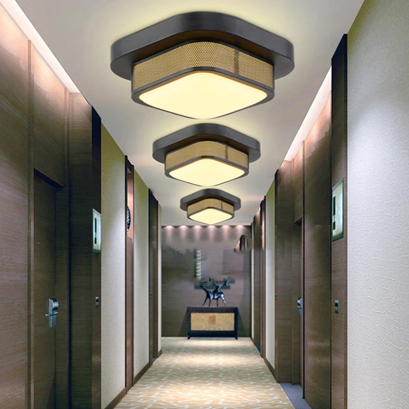 

High Quality LED Ceiling Lamp Rectangular Wrought Iron Hollow Acrylic Iampshade Modern Decoration Home Living Room Bedroom Lamp