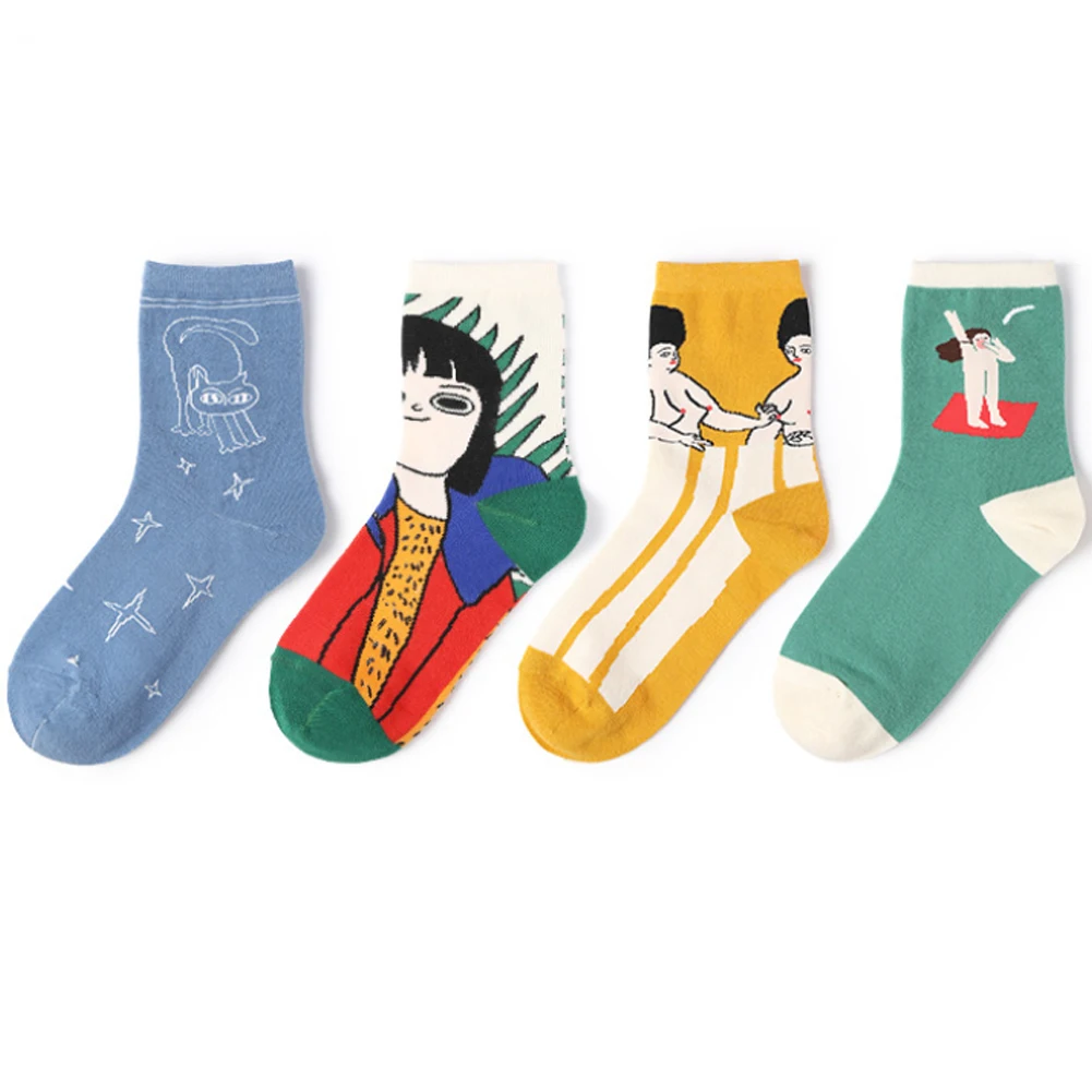 Best Newest Fashion Men Women Cartoon Series Creative Sock Novelty Funny Socks Cotton Painting Socks 1pair
