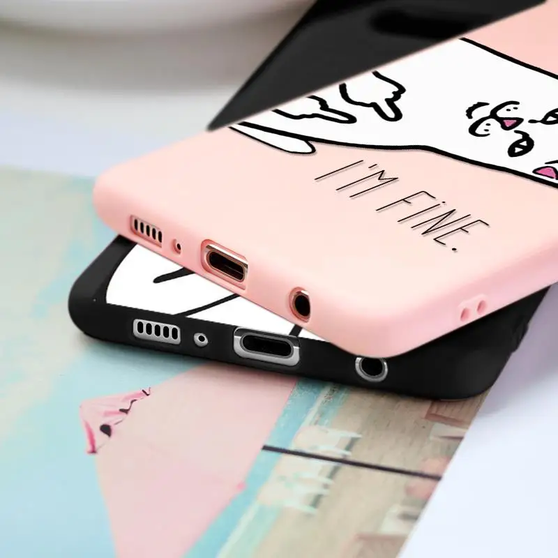 Мягкий матовый чехол из ТПУ с милым розовым котом для Samsung Galaxy Note 8 9 4 M10 M20 M30 J3 J5 J4 J7