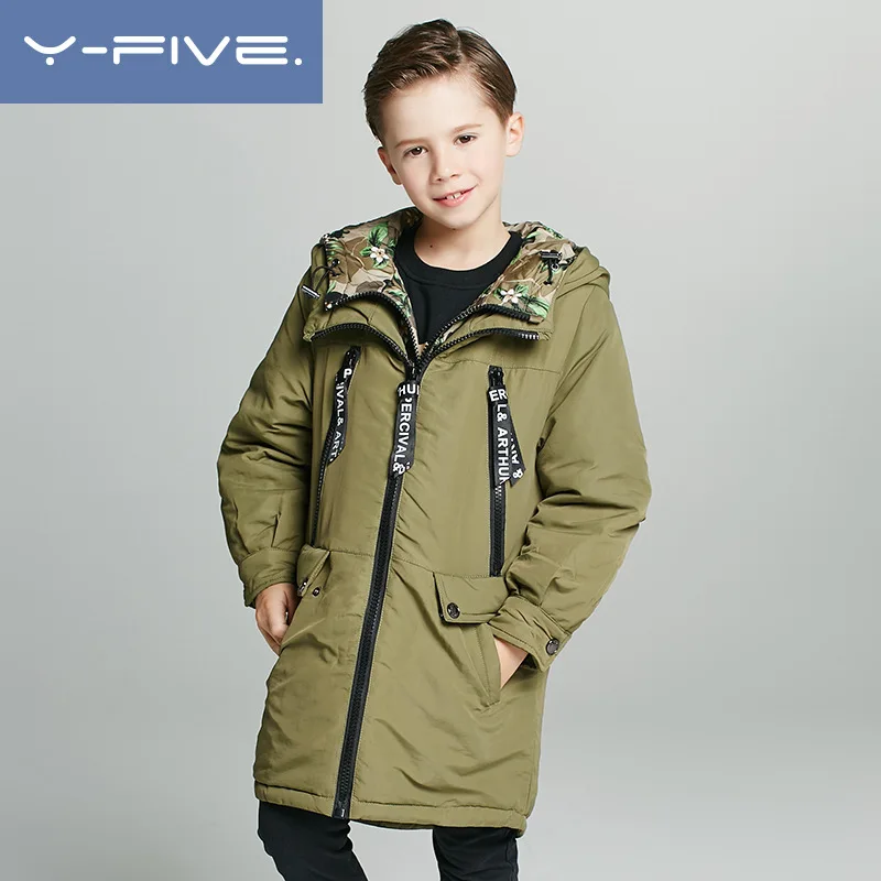 

2018 camouflage Children's Down Jacket Long Thick Boy Winter Coat+Inside jacket 2pcs set Kids 4-12 Jackets for Boys Outerwear