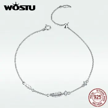 

WOSTU Original Feather Bracelet 2020 New Arrival Authentic 925 Sterling Silver Bracelet For Women Fashion Jewelry Gift BKB133