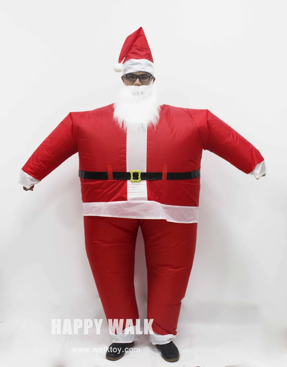 Free Shipping 2015 Hot Selling Christmas Inflatable Costume Santa Claus  Hat Clothing & Accessories Suits False Beard 3 Package