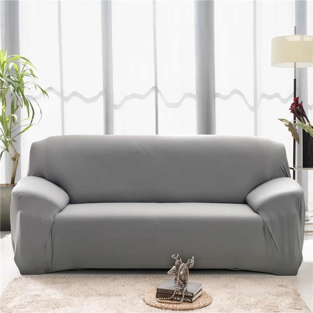 145-185 см полиэстер темный цвет диван-крышка одиночный диван диване Slipcover стрейч-Чехлы эластичный тканевый набор протектор подходит для стирки - Цвет: Светло-серый