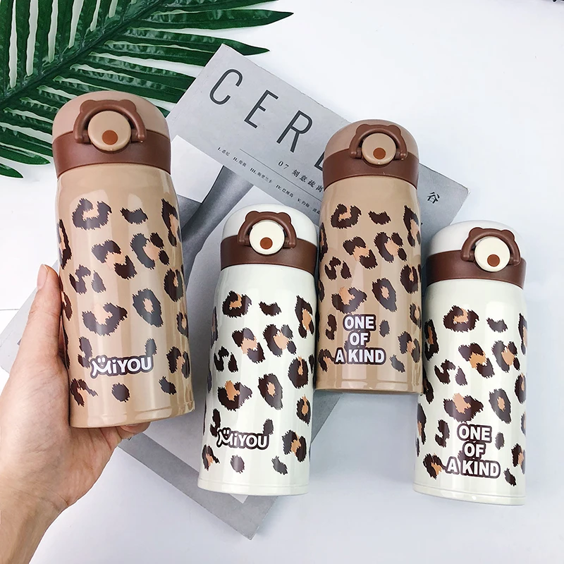 

VA New 350ml 500ml Leopard print Vacuum Fask Bounce cover Stainless Steel Thermo Cup Winter Traveling Portable Coffee Mugs