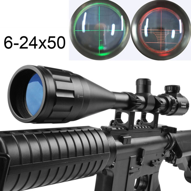 

Beileshi 6-24X50AOEG Green Red Mil Dot / Rangefinder Reticle Tactical Riflescope for Hunting Rifle and Airsoft Scope Sight