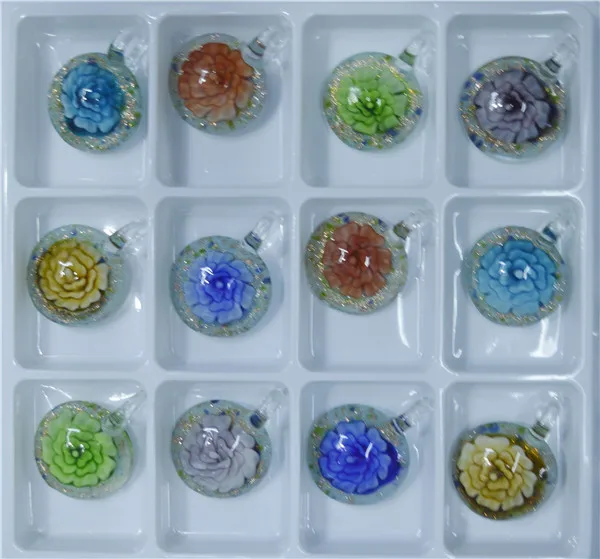 2015 Newest Fashion Italian Venetian Round Shaped Inner Flower Hand Blown Lampwork Murano Glass Pendant For Necklace Jewelry | Украшения и