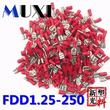 FDD1.25-250 женский изолированный Электрический обжимная Клемма для 0,5-1.5mm2 Разъемы Кабель провод разъема 100 шт./упак. красный