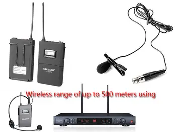 

Takstar X7 Two Lapel microphone OR Two Headset Microphone Long range 500m UHF wireless microphone X7PP Color black 200 channels