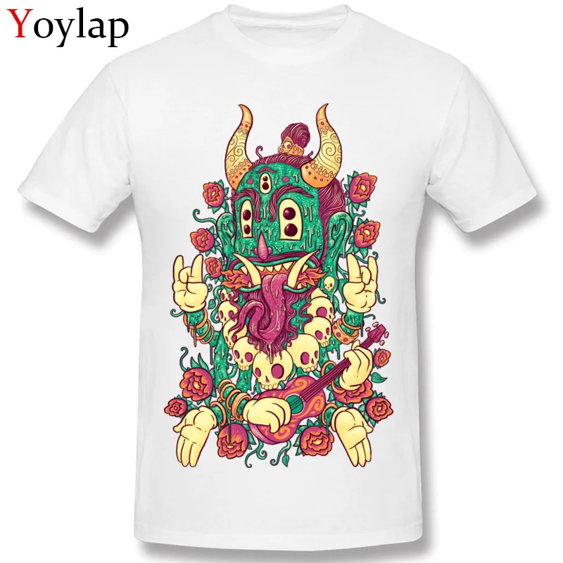 Company Student T-Shirt Crew Neck Summer Fall Short Sleeve 100% Cotton Tops Shirts Rockin Island Demon Casual Tee Shirt white