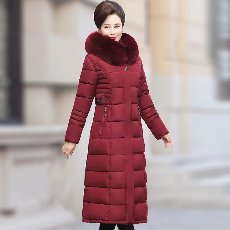 Women Middle aged X Long Thicken Parkas 2018 New Ladies