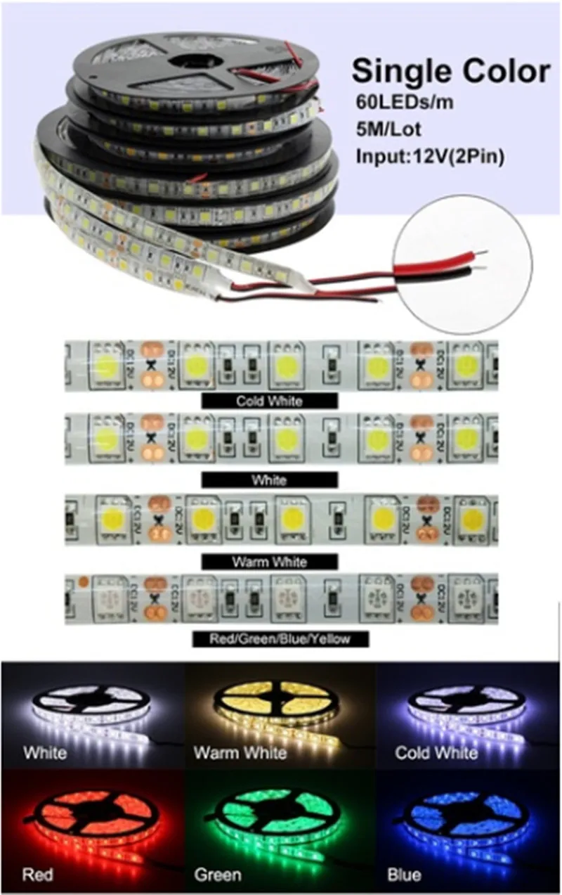 Светодиодная лента 5050 DC12V 60 светодиодный s/m 5 м/лот гибкий светильник RGB RGBW RGBWW