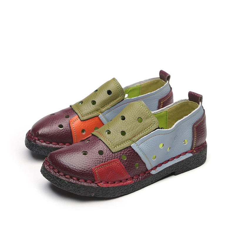 jaune Cuir En Rond Dames Glissent Aa11677 Confortable Doux Mocassins Chaussures Bout Unique Pourpre Respirant Sur Femmes Ballet Appartements tTRSUqnw