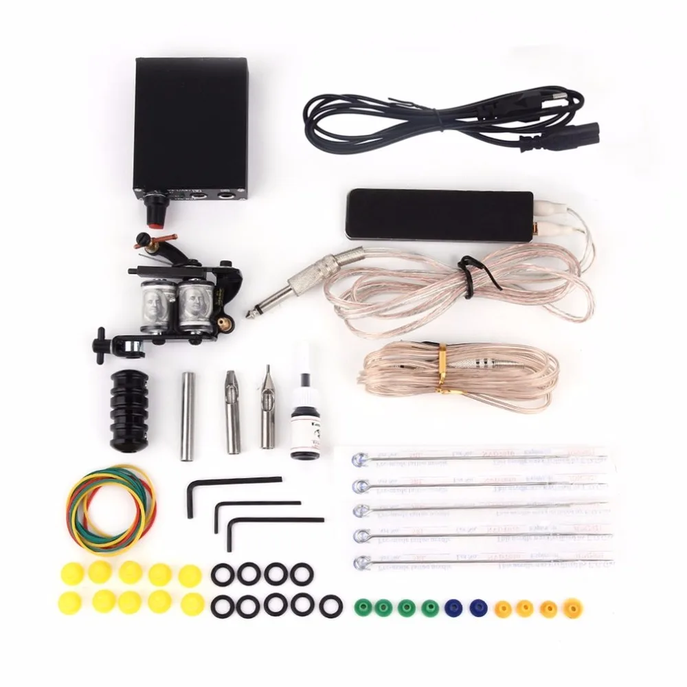 

EU Plug Tattoo Machine Gun Power Needles Ink Set Exquisite Craftsmanship Complete Tattoo Equipment Kit Supplies