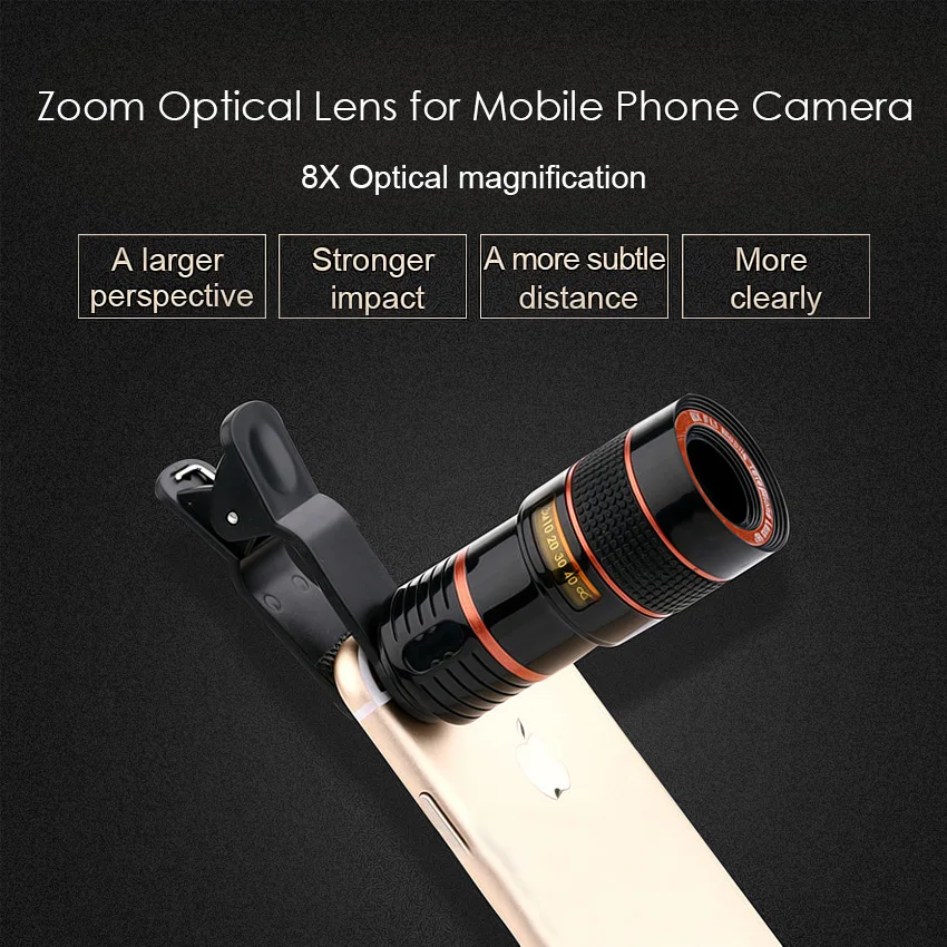 KEXU Clip 8X Zoom Mobile Phone Telescope Lens Telephoto