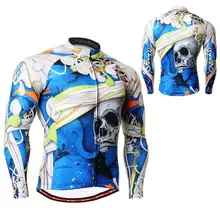 "Скелет" синий технический Graphic Long Sleeve Велоспорт Джерси быстросохнущие Для мужчин открытый горная дорога велосипед велосипедный Спорт Костюмы
