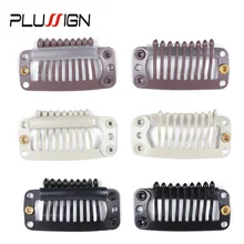 Черный бежевый коричневый парик заколка расческа 10 шт./партия Качество Металлические зажимы для наращивания волос для плетения наращивания