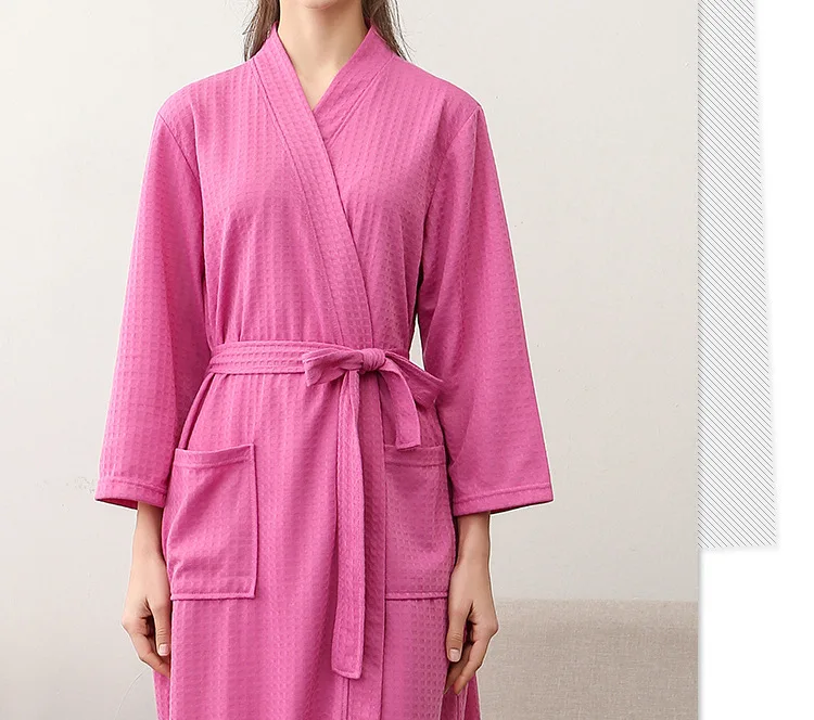 Весна XXL вафельные халаты для влюбленных пижамы женский хлопковый Халат пары длинный рукав халат женский v-образный вырез воротник халат с поясом