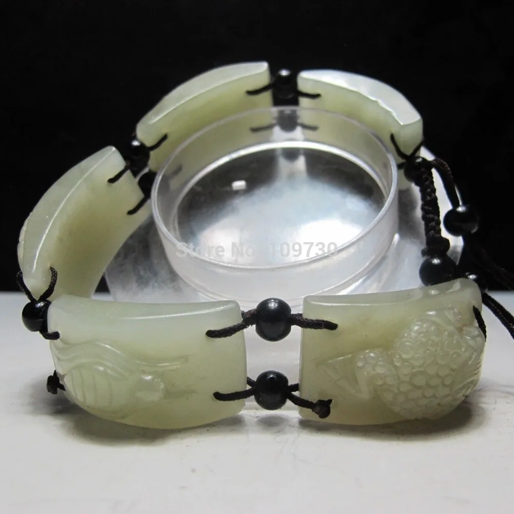 

001074 100% Natural Chinese Hetian Jade Hand-carved Wudu Bracelet