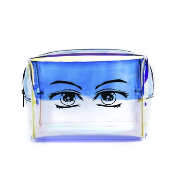 

Women's Laser Cosmetic Bag Transparent Waterproof Travel Wash Storage Bag Printed Travel Organizer Makeup Case Toiletry Pouch