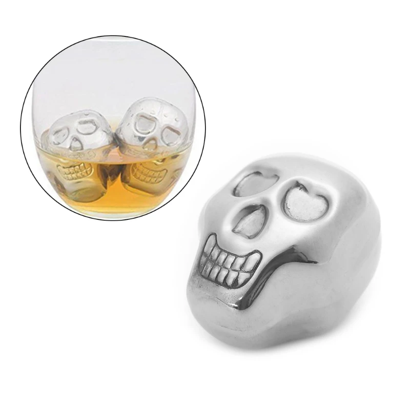

Stainless Steel Skull Ice Cube Cooling Beer Whisky Wine Cocktail Cooler Bar Tool Wine Accessories