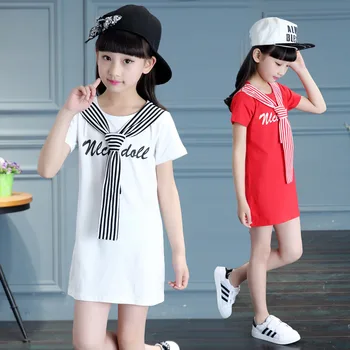

Elegant Girls Long T-Shirts with Striped Tie Front Clothing For Teenage Girl Summer Clothes For 4 5 6 7 8 9 10 11 12 13 Year Old