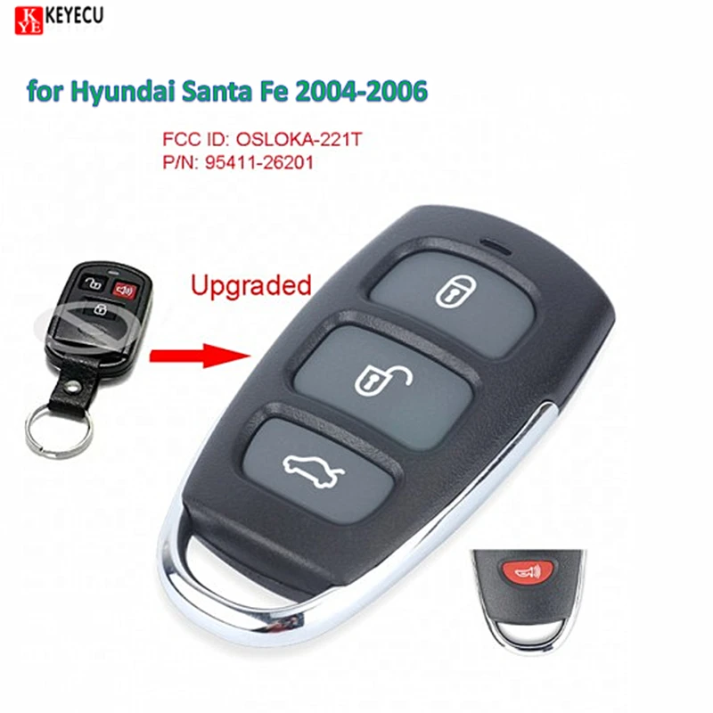 Keyecu Smart DIY Upgraded Remote Car Key Control Fob for Hyundai Santa