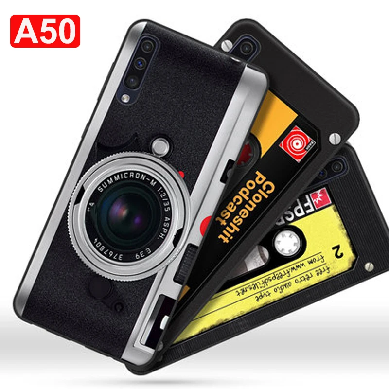 

For Samsung Galaxy A50 Case retro Silicone painted Back Cover Phone Case For Samsung A50 A505 A505F SM-A505F Soft TPU Case 6.4"
