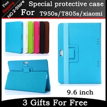 Clásico de la manera de LA PU del soporte del cuero funda para T950s/T805s/xiaomi 9.6 pulgadas tablet pc color Colorido tiene en stock Freeshipping