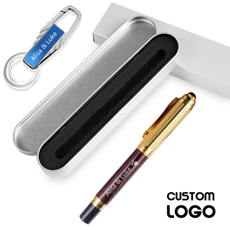 

New Copper Metal Pen Customized Logo Ballpoint Pen Laser Business Office Supplies Stationery Gifts Pens With A Box Signing Pens