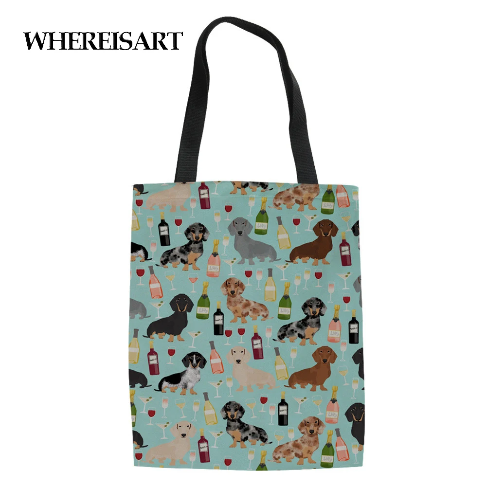 Womens Reusable Shopper Bag Ladies Dog Print ECO Foldaway Tote Bag Girls Bag