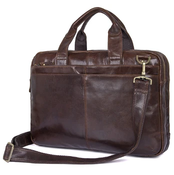 

new arrived Genuine Leather Oil wax skin business handbag imported leather men bag 14 inch Briefcases