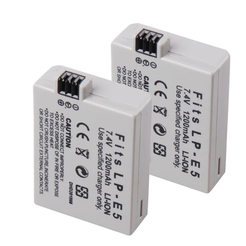 2 Pack of LP E5 Batteries for Canon EOS Rebel XS Rebel T1i Rebel XSi