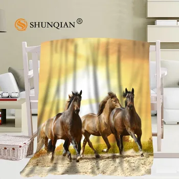 

Custom Horse Pattern Travel Blanket Home TV Casual Relax for Family Soft Fluffy Warm Blanket