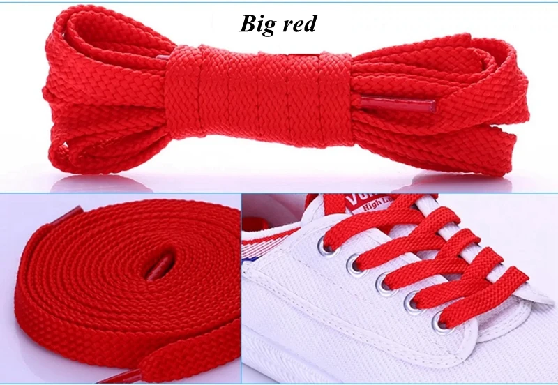 1 пара двойных плоских шнурков высокого качества из полиэстера шнурки Модные Спортивные Повседневные шнурки 28 цветов - Цвет: Big red
