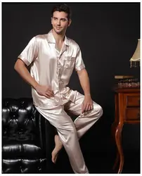 Китай Лидер продаж 2018 роскошные мужские шелковые пижамы Твинсет мужские с длинным рукавом или с коротким рукавом шелковые пижамы плюс