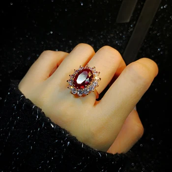 

MOONROCY Crystal Wedding Rings Rose Gold Color Jewelry Red Green Blue Vintage Party for Women Girls Gift Dropshipping Wholesale
