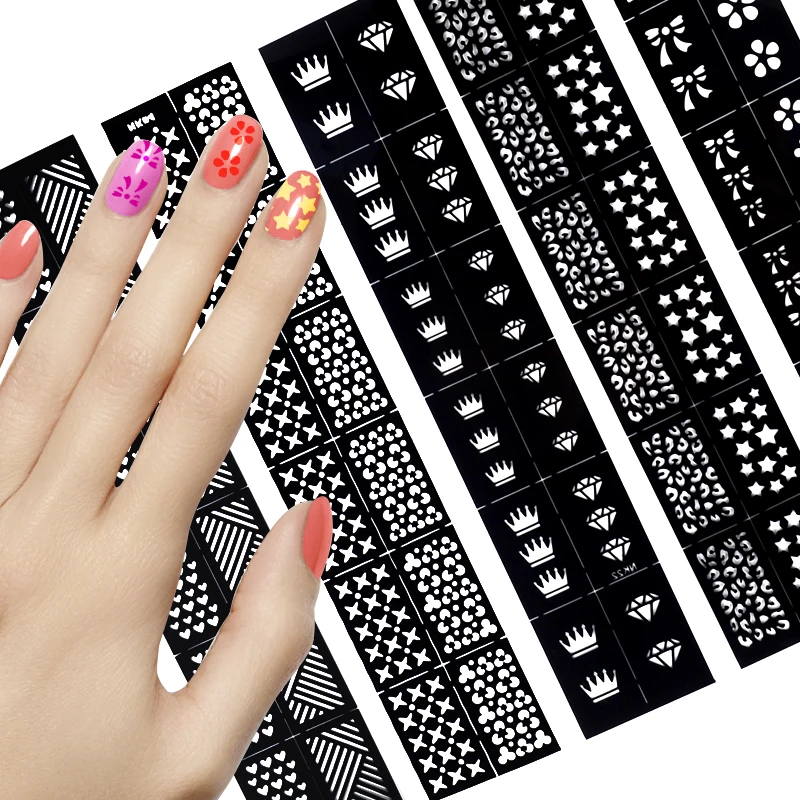 1pc New Fashion Stamping Tool Nail Art Hollow Stickers Stencil 1pc New Fashion Stamping Tool Nail Art Hollow Stickers Stencil Stickes Diy Design Pattern Manicure In Decals From Beauty