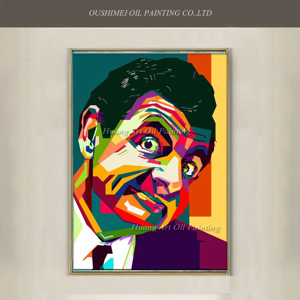 Новая ручная роспись известный человек Mr Bean холст абстрактный красочный портрет