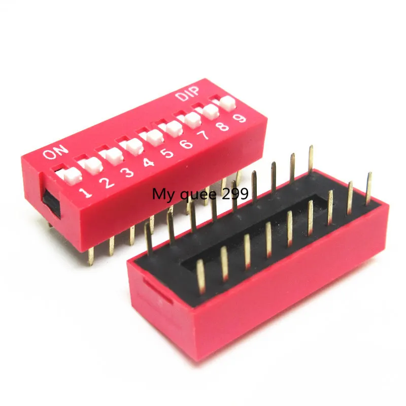 10 шт. скользящий модуль переключателя 1 2 3 4 5 6 7 8 9 10 12 бит 2,54 мм позиционный путь DIP красный шаг тумблер красный кнопочный переключатель - Цвет: Оранжевый