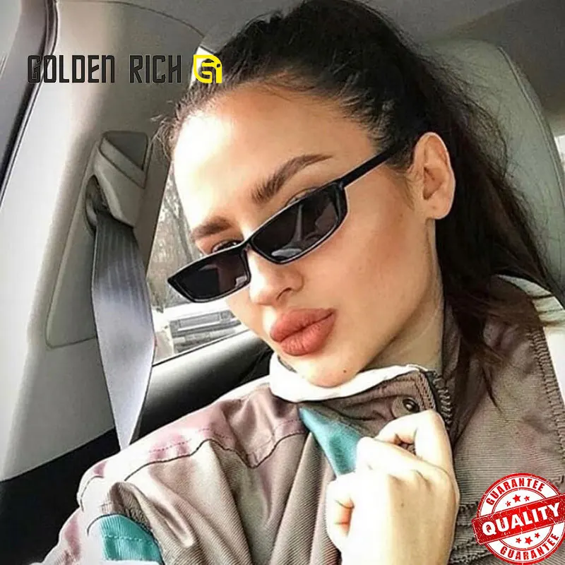 Vintage Sunglasses Women Men New Brand Designer Square Frame Black Lens Cool Female Retro Sun Glasses UV400 GOLDEN RICH GR1345